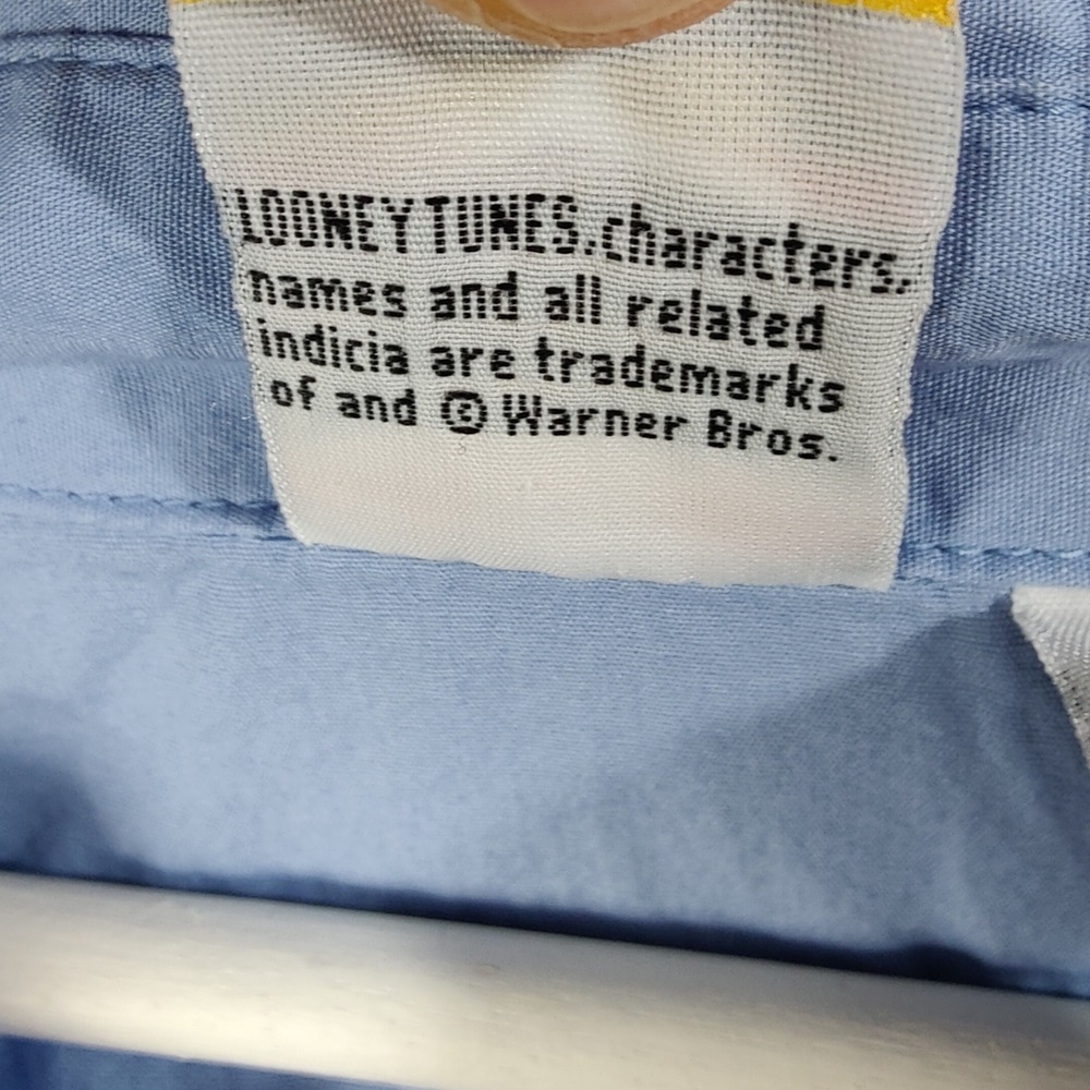 VINTAGE Looney Tunes Tweety Bird Embroidered Button Shirt Womens 24W Blue Cotton - Picture 10 of 11